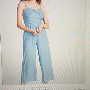 Chambray Jumpsuit, Front tie, sz XL Tall